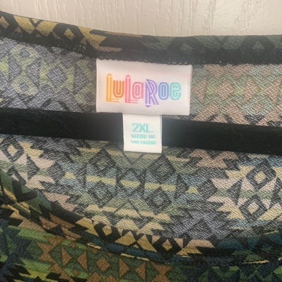 LulaRoe Debbie Green Black Geometric Sheath Dress - 2XL - Picture 6 of 8